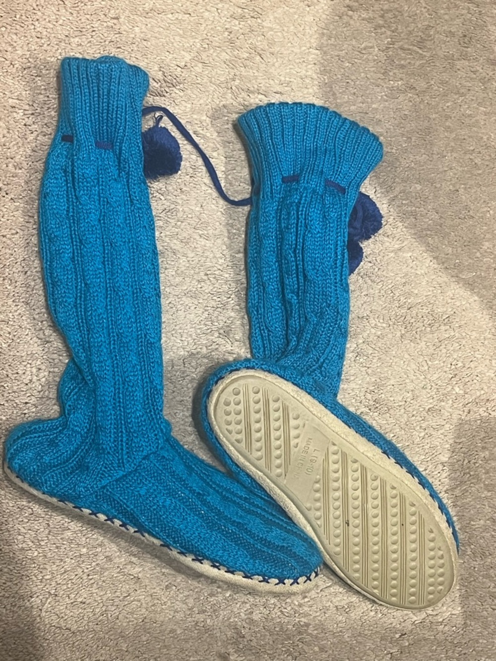 Target Blue Knit Pom-Pom Slipper Boots